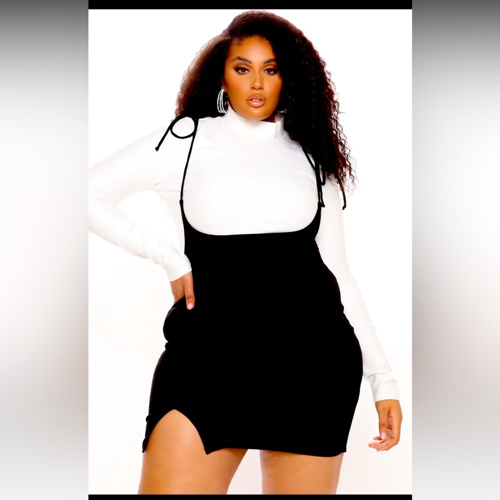 Black and white Fashion Nova skirt set mini 2x